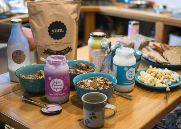 Breakfast products on a table